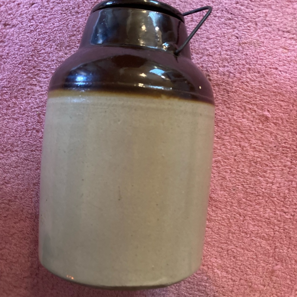 Rare Antique Weir Stoneware Large Crock: Primitive Salt Glazed Canning Jar 1892 - Picture 4 of 4